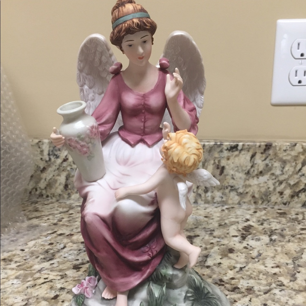 Hand painted porcelain angel and cherub